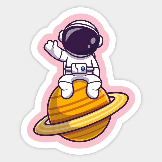 Astronaut Sitting On Planet And Waving Hand Cartoon Sticker by Catalyst Labs